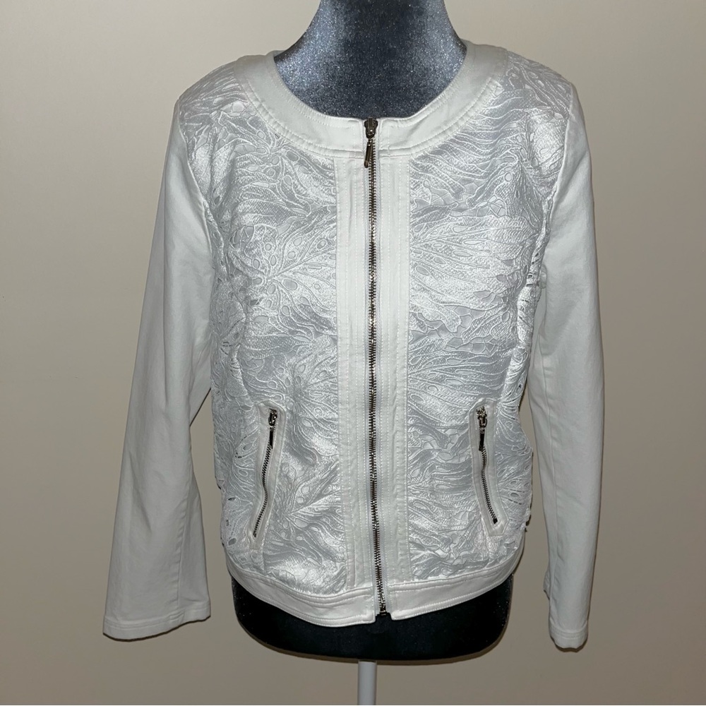 White Jacket with Lace Overlay